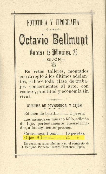 verano 1894 publicidad Bellmunt 2 tomos gijón aristico