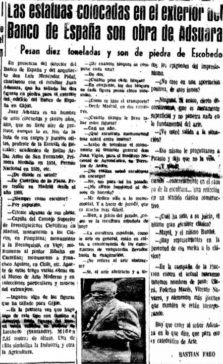 Estatuas Banco España voluntad 9-08-1957