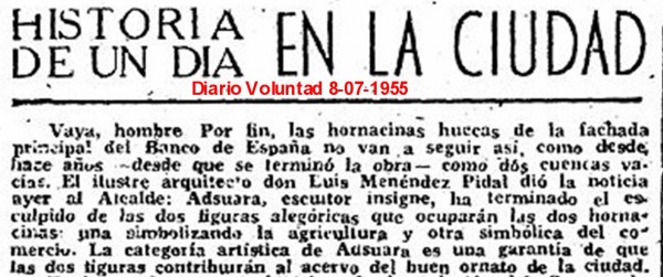 Voluntad 8-07-1955. Estatuas Banco España